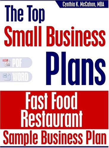 Cover for Fast Food Restaurant Sample Business Plan 2004