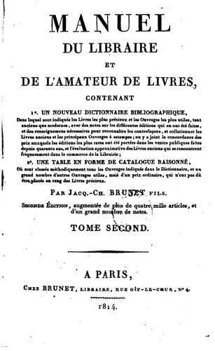 Cover for MANUEL DU LIBRAIRE ET DE L'AMATEUR DE LIVRES