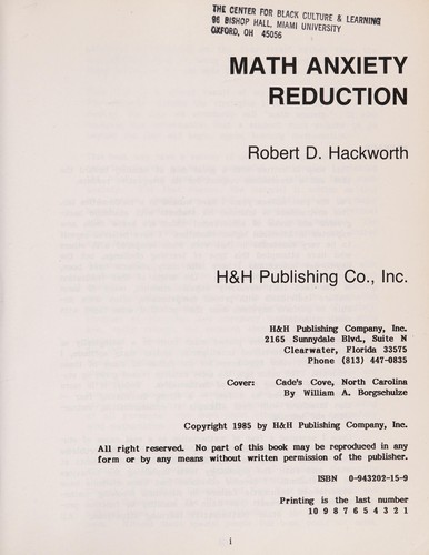 Cover for Math anxiety reduction