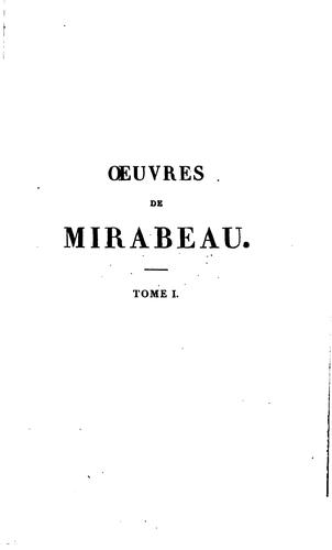 Cover for Oeuvres de Mirabeau: précédées d'une notice sur sa vie et ses ouvrages
