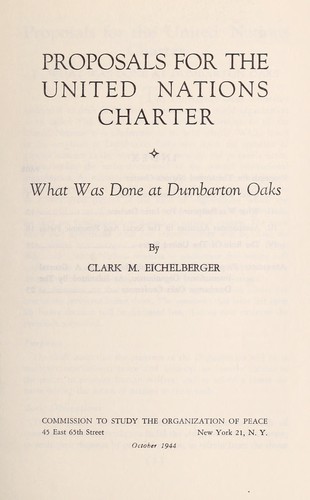 Cover for Proposals for the United Nations charter