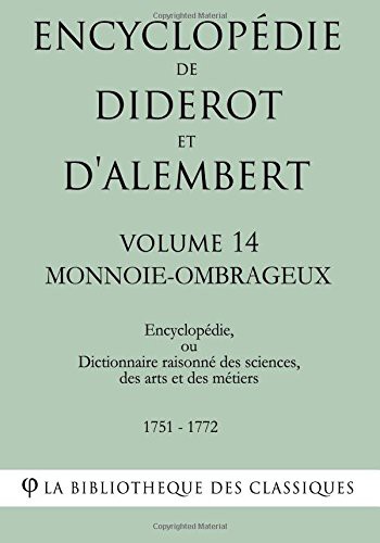 Cover for Encyclopédie de Diderot et d'Alembert - Volume 14 - MONNOIE-OMBRAGEUX