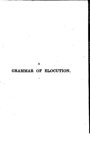 Cover for A Grammar of Elocution