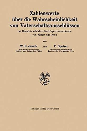 Cover for Zahlenwerte über die Wahrscheinlichkeit von Vaterschaftsausschlüssen