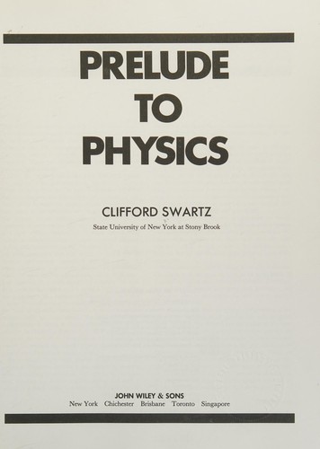 Cover for Prelude to physics