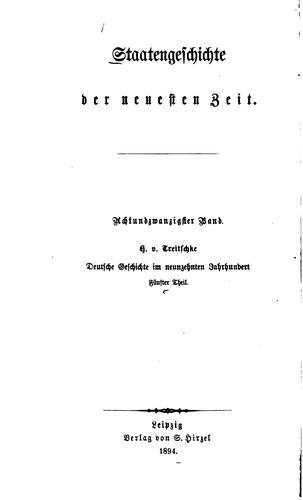 Cover for Deutsche Geschichte im neunzehnten Jahrhundert