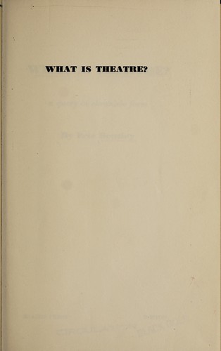 Cover for What is theatre?