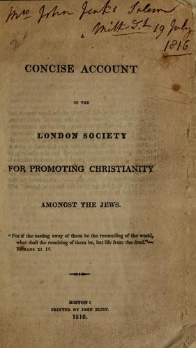 Cover for A concise account of the London Society for Promoting Christianity amongst the Jews.