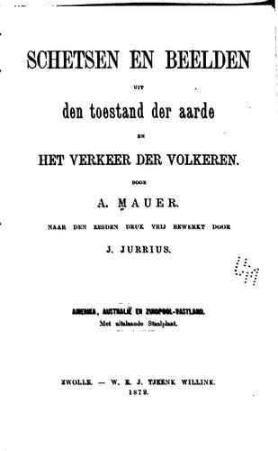 Cover for Schetsen en beelden uit den toestand der aar̂de ...