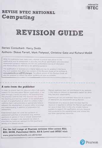 Cover for Pearson REVISE BTEC National Computing Revision Guide