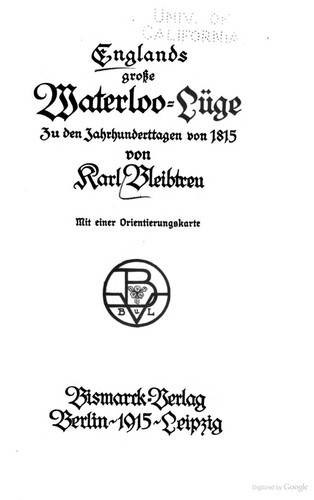 Cover for Englands grosse Waterloo-Lüge zu den Jahrhunderttagen von 1815