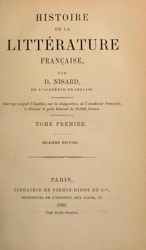 Cover for Histoire de la littérature française