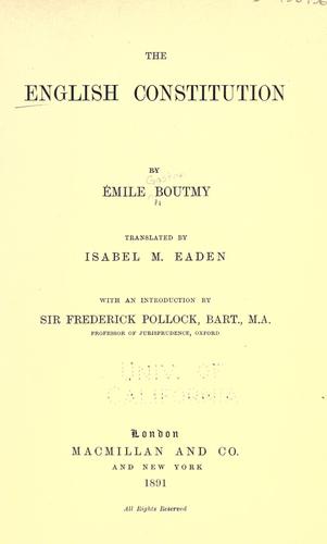 Cover for The English constitution