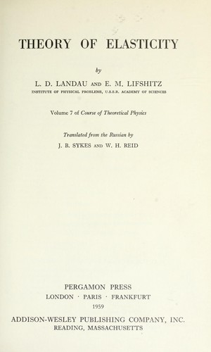 Cover for Theory of elasticity