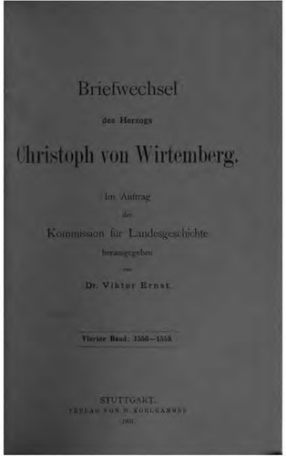 Cover for Briefwechsel des Herzogs Christoph von Wirtemberg