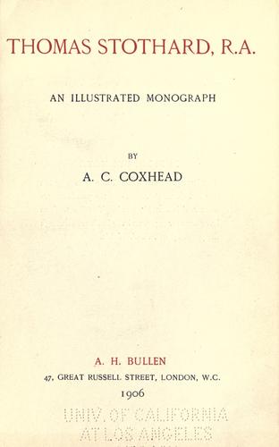 Cover for Thomas Stothard, R.A.
