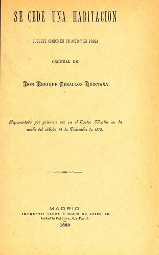 Cover for Se cede una habitación