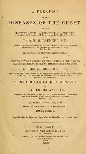 Cover for A treatise on the diseases of the chest, and on mediate auscultation