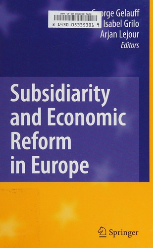 Cover for Subsidiarity and economic reform in Europe