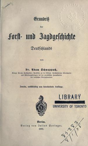 Cover for Grundriss der Forst- und Jagdgeschichte Deutschlands.