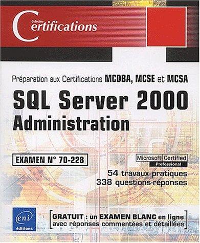Cover for SQL server 2000 administration