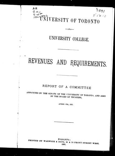 Cover for Revenues and requirements