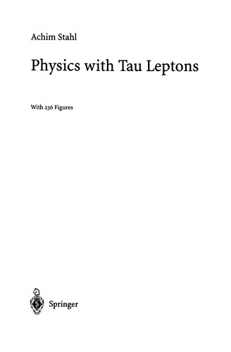 Cover for Physics with Tau Leptons