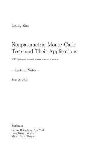 Cover for Nonparametric Monte Carlo tests and their applications