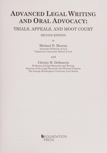 Cover for Advanced Legal Writing and Oral Advocacy