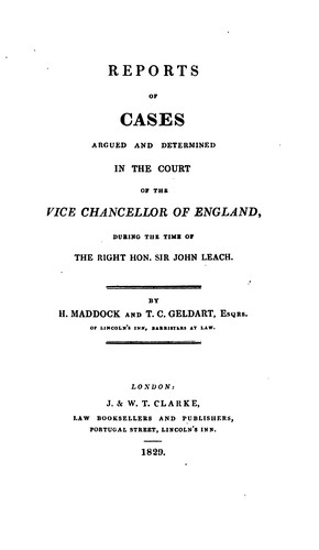 Cover for Reports of Cases Argued and Determined in the Court of the Vice Chancellor of England ..: 1815-1822