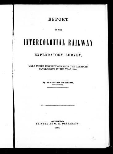 Cover for Report on the Intercolonial Railway exploratory survey