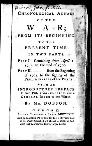 Cover for Chronological annals of the war from its beginning to the present time