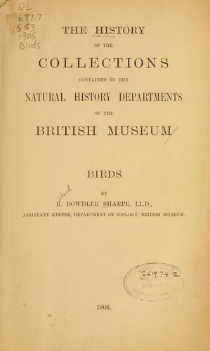 Cover for history of the collections contained in the natural history departments of the British Museum.
