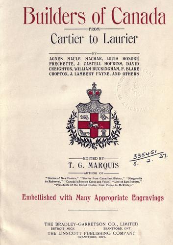 Cover for Builders of Canada from Cartier to Laurier