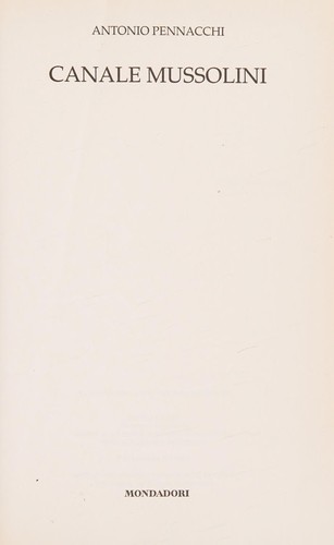 Cover for Canale Mussolini