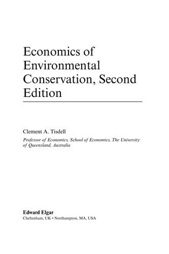 Cover for Economics of environmental conservation