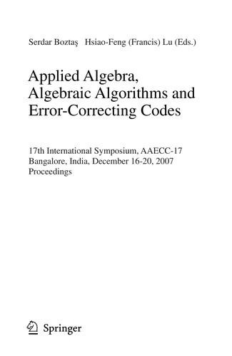 Cover for Applied Algebra, Algebraic Algorithms and Error-Correcting Codes