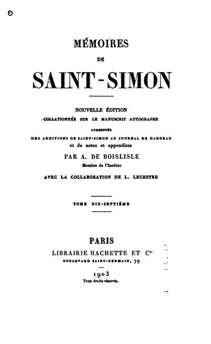 Cover for Mémoires de Saint-Simon