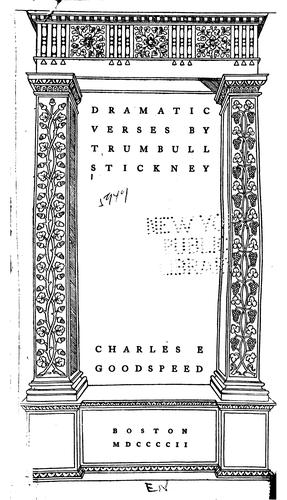 Cover for Dramatic verses.