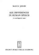 Cover for Sex differences in human speech