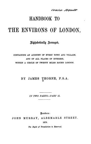 Cover for Handbook to the environs of London