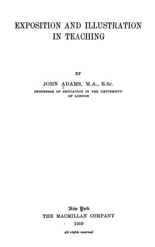 Cover for Exposition and illustration in teaching