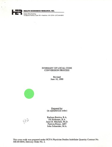 Cover for Summary of local code conversion process