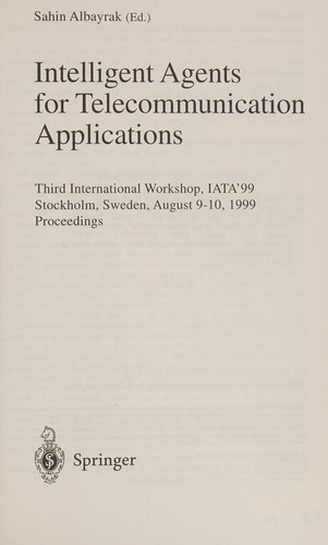 Cover for Intelligent agents for telecommunication applications