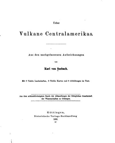 Cover for Ueber Vulkane Centralamerikas