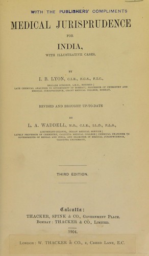 Cover for Medical jurisprudence for India