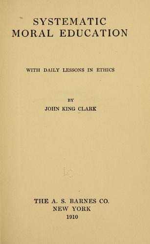 Cover for Systematic moral education