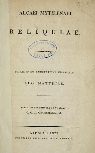 Cover for Reliquiae.