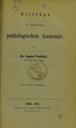 Cover for Beitr©Þge zur vergleichenden pathologischen Anatomie