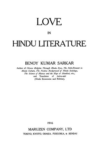 Cover for Love in Hindu literature